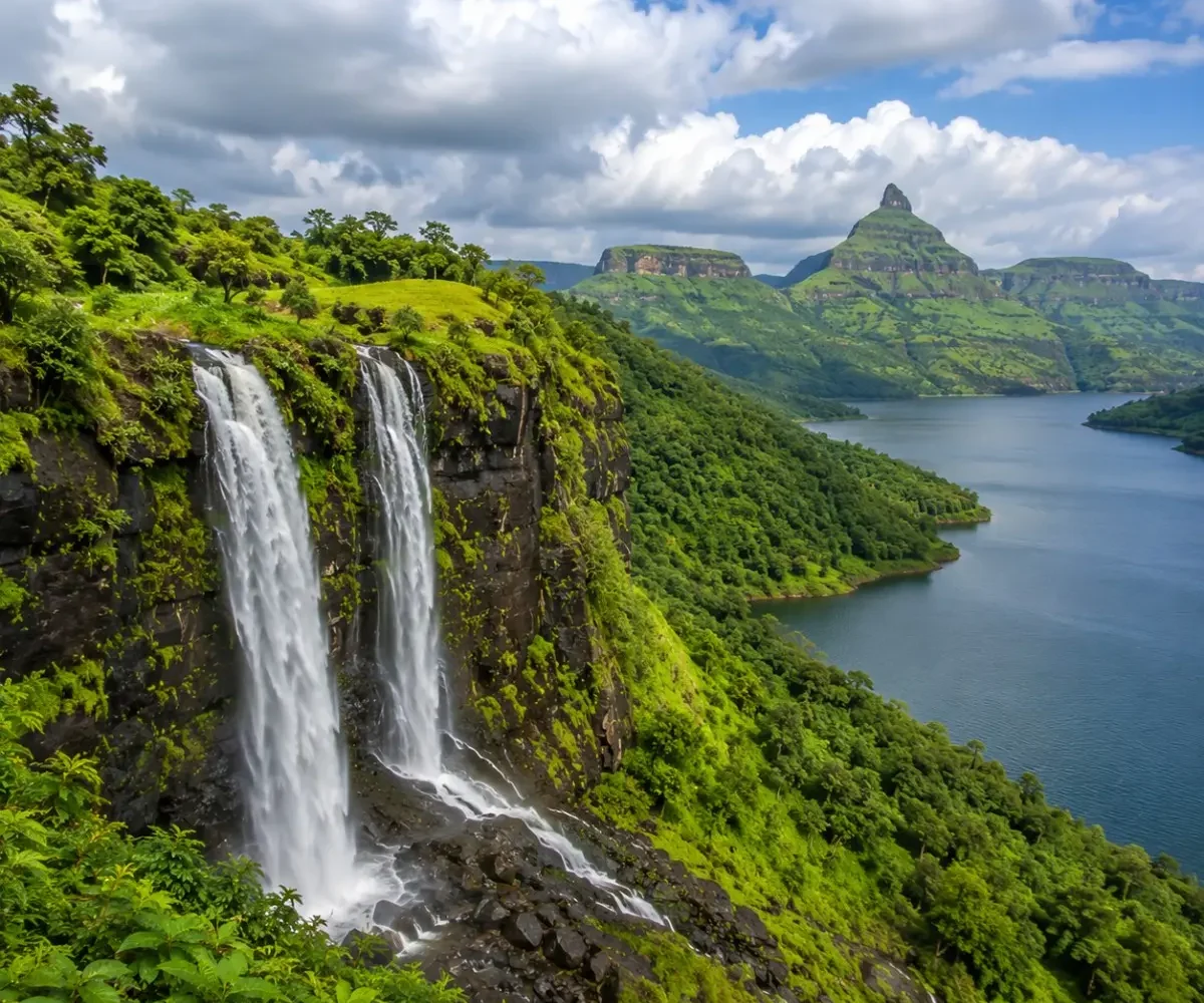 Igatpuri Bhandardara Tour Package featuring Arthur Lake, Randha Falls, Wilson Dam, Kalsubai Peak, Camel Valley and lush Sahyadri landscapes.