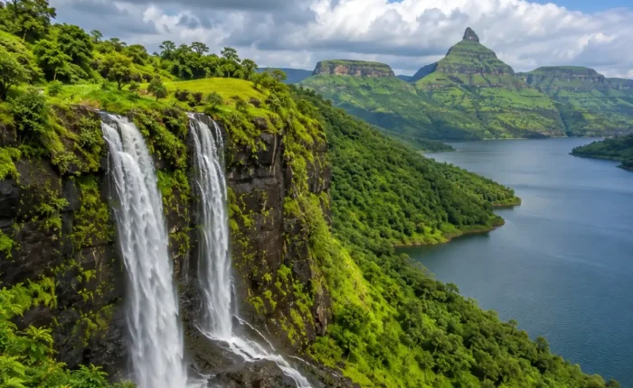 Igatpuri Bhandardara Tour Package featuring Arthur Lake, Randha Falls, Wilson Dam, Kalsubai Peak, Camel Valley and lush Sahyadri landscapes.