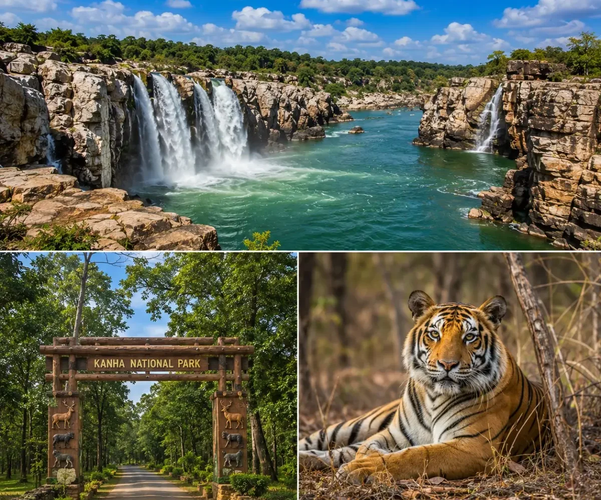 Jabalpur Kanha Bandhavgarh Tour Package featuring Marble Rocks, Dhuandhar Falls, Kanha National Park, Bandhavgarh National Park and Bengal Tigers.