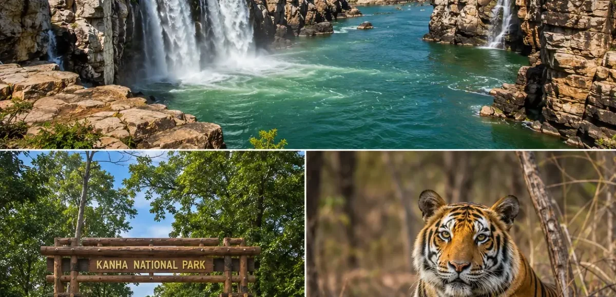 Jabalpur Kanha Bandhavgarh Tour Package featuring Marble Rocks, Dhuandhar Falls, Kanha National Park, Bandhavgarh National Park and Bengal Tigers.