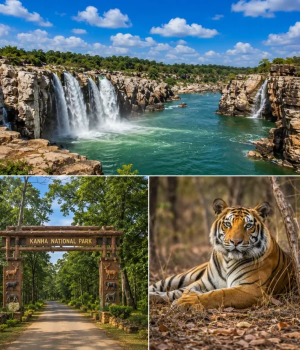 Jabalpur Kanha Bandhavgarh Tour Package featuring Marble Rocks, Dhuandhar Falls, Kanha National Park, Bandhavgarh National Park and Bengal Tigers.