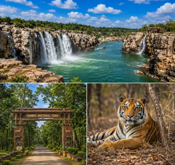 Jabalpur Kanha Bandhavgarh Tour Package featuring Marble Rocks, Dhuandhar Falls, Kanha National Park, Bandhavgarh National Park and Bengal Tigers.