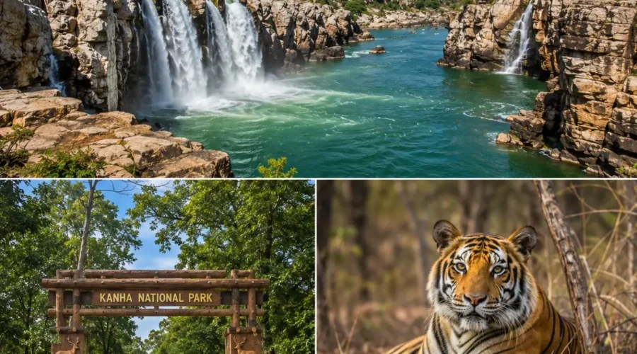 Jabalpur Kanha Bandhavgarh Tour Package featuring Marble Rocks, Dhuandhar Falls, Kanha National Park, Bandhavgarh National Park and Bengal Tigers.