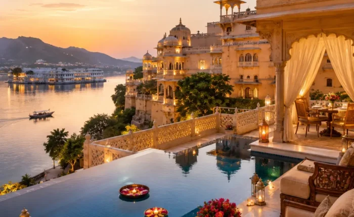 Jaipur Jodhpur Udaipur Palace Tour Package featuring Amber Fort, Mehrangarh Fort, City Palace Udaipur, Lake Pichola and heritage palace hotels.