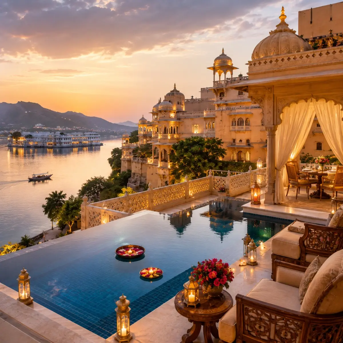 Jaipur Jodhpur Udaipur Palace Tour Package featuring Amber Fort, Mehrangarh Fort, City Palace Udaipur, Lake Pichola and heritage palace hotels.