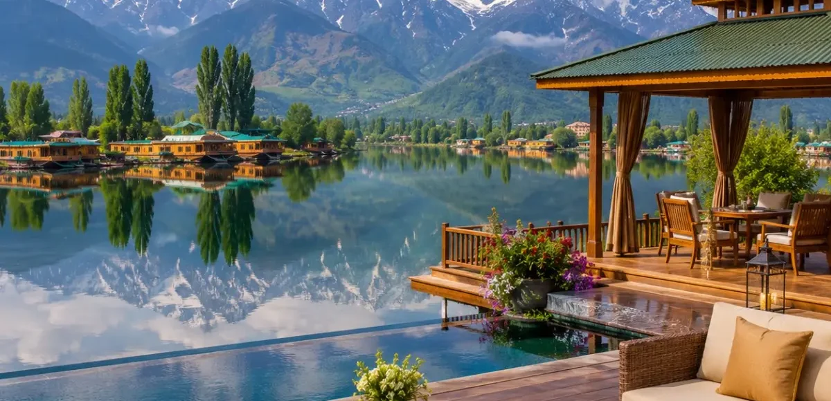 Kashmir Luxury Valley Tour Package featuring Dal Lake houseboats, Gulmarg Gondola, Pahalgam valleys, Sonamarg meadows and luxury resorts.