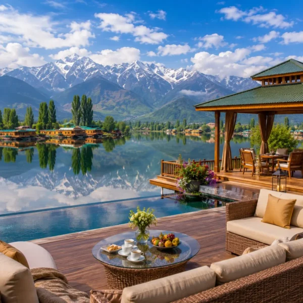 Kashmir Luxury Valley Tour Package featuring Dal Lake houseboats, Gulmarg Gondola, Pahalgam valleys, Sonamarg meadows and luxury resorts.