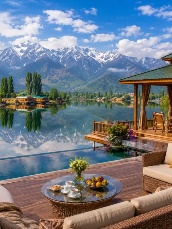 Kashmir Luxury Valley Tour Package featuring Dal Lake houseboats, Gulmarg Gondola, Pahalgam valleys, Sonamarg meadows and luxury resorts.