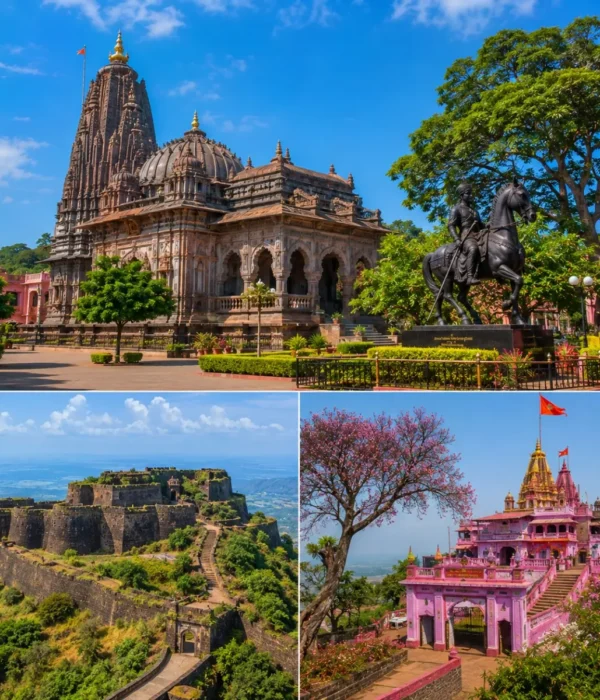 Kolhapur Panhala Jyotiba Tour Package featuring Mahalakshmi Temple, Panhala Fort, Jyotiba Temple, Teen Darwaza and scenic Sahyadri landscapes.