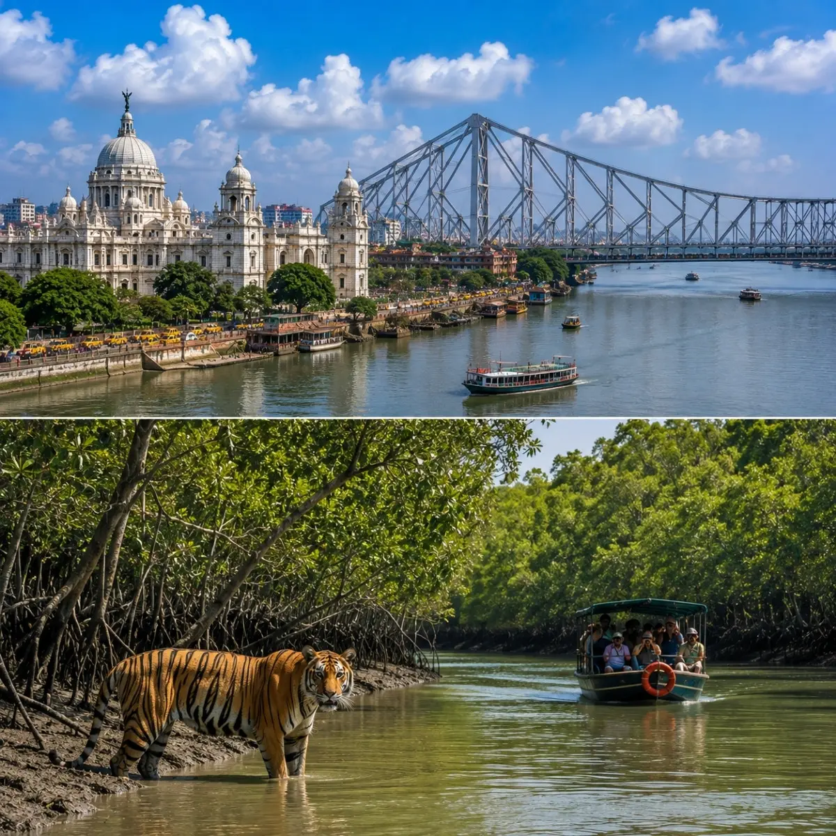 Kolkata & Sundarbans Tour Package featuring Victoria Memorial, Howrah Bridge, Sundarbans National Park and mangrove forests