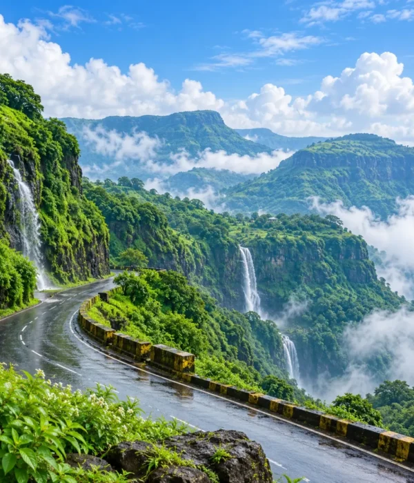 Lonavala Khandala Tour Package featuring Tiger Point, Bhushi Dam, Rajmachi Point, Karla Caves, Lohagad Fort and lush Sahyadri hills.