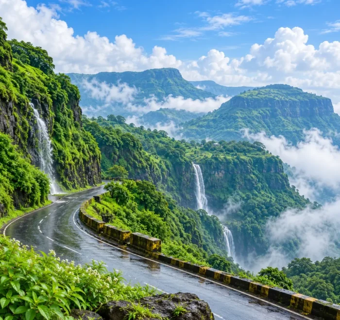 Lonavala Khandala Tour Package featuring Tiger Point, Bhushi Dam, Rajmachi Point, Karla Caves, Lohagad Fort and lush Sahyadri hills.