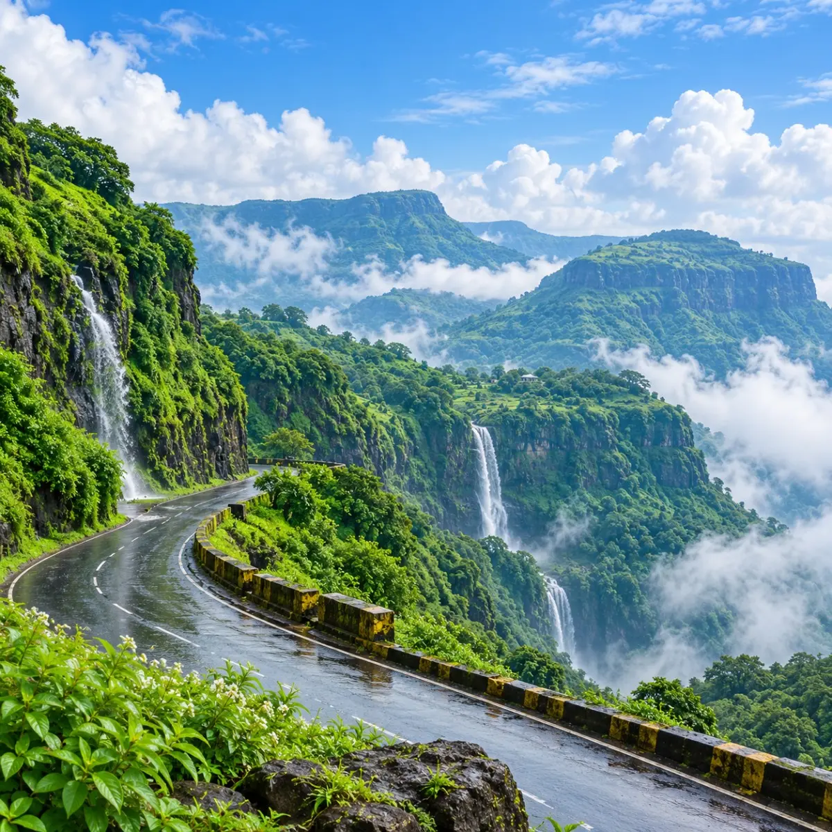 Lonavala Khandala Tour Package featuring Tiger Point, Bhushi Dam, Rajmachi Point, Karla Caves, Lohagad Fort and lush Sahyadri hills.