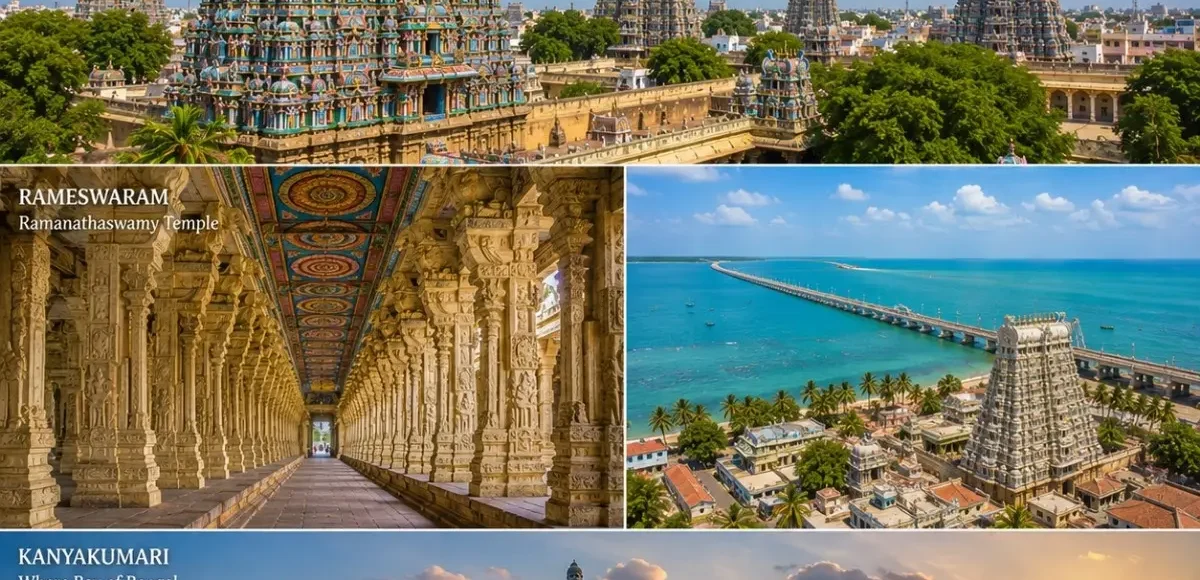 Madurai, Rameswaram & Kanyakumari Tour Package featuring Meenakshi Amman Temple, Ramanathaswamy Temple, Pamban Bridge and Vivekananda Rock Memorial