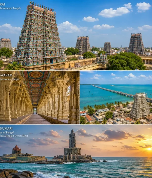 Madurai, Rameswaram & Kanyakumari Tour Package featuring Meenakshi Amman Temple, Ramanathaswamy Temple, Pamban Bridge and Vivekananda Rock Memorial