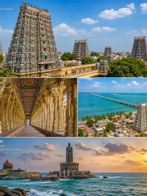 Madurai, Rameswaram & Kanyakumari Tour Package featuring Meenakshi Amman Temple, Ramanathaswamy Temple, Pamban Bridge and Vivekananda Rock Memorial