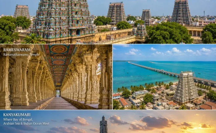 Madurai, Rameswaram & Kanyakumari Tour Package featuring Meenakshi Amman Temple, Ramanathaswamy Temple, Pamban Bridge and Vivekananda Rock Memorial