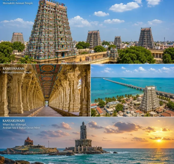 Madurai, Rameswaram & Kanyakumari Tour Package featuring Meenakshi Amman Temple, Ramanathaswamy Temple, Pamban Bridge and Vivekananda Rock Memorial