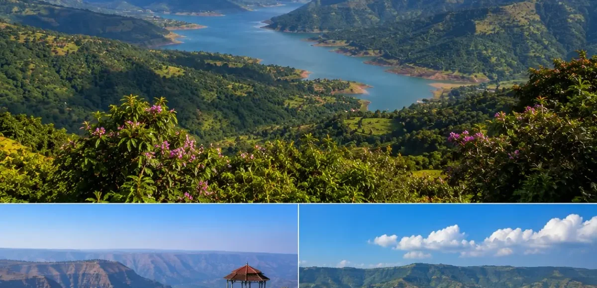 Mahabaleshwar Panchgani Tour Package featuring Arthur's Seat, Venna Lake, Mapro Garden, Table Land, Sydney Point and lush Sahyadri hills.