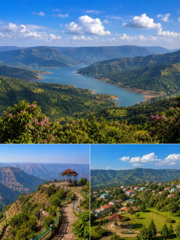 Mahabaleshwar Panchgani Tour Package featuring Arthur's Seat, Venna Lake, Mapro Garden, Table Land, Sydney Point and lush Sahyadri hills.