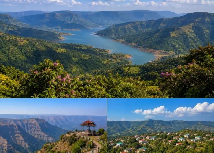 Mahabaleshwar Panchgani Tour Package featuring Arthur's Seat, Venna Lake, Mapro Garden, Table Land, Sydney Point and lush Sahyadri hills.