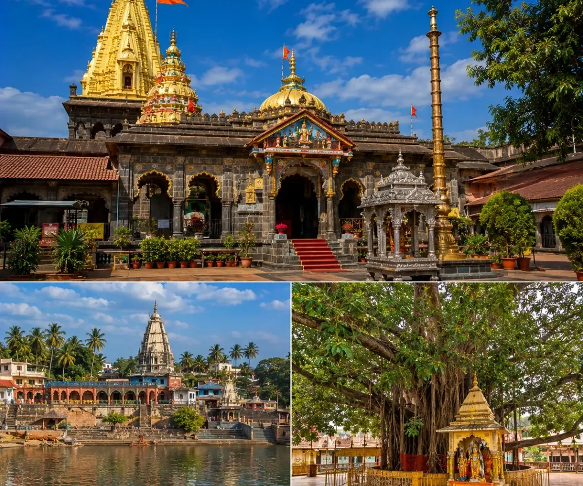 Mahalaxmi Narsobachi Wadi Audumbar Tour Package featuring Kolhapur Mahalakshmi Temple, Narsobachi Wadi Datta Temple, Audumbar Temple and Krishna River.