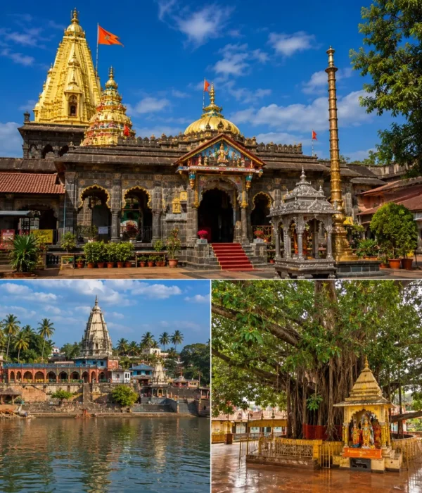 Mahalaxmi Narsobachi Wadi Audumbar Tour Package featuring Kolhapur Mahalakshmi Temple, Narsobachi Wadi Datta Temple, Audumbar Temple and Krishna River.