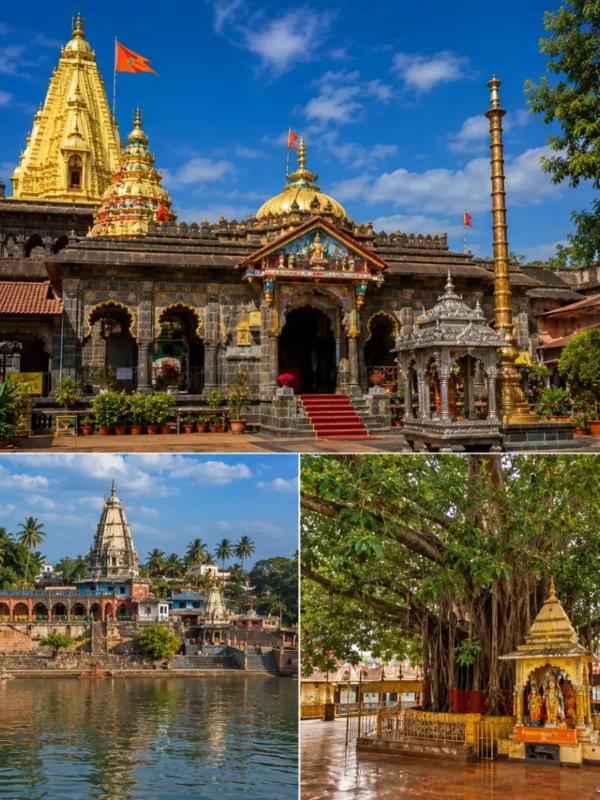 Mahalaxmi Narsobachi Wadi Audumbar Tour Package featuring Kolhapur Mahalakshmi Temple, Narsobachi Wadi Datta Temple, Audumbar Temple and Krishna River.