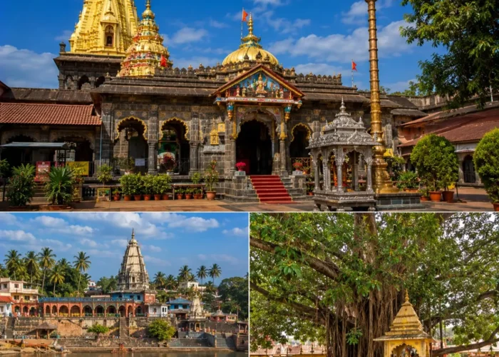 Mahalaxmi Narsobachi Wadi Audumbar Tour Package featuring Kolhapur Mahalakshmi Temple, Narsobachi Wadi Datta Temple, Audumbar Temple and Krishna River.