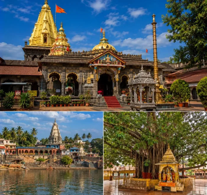 Mahalaxmi Narsobachi Wadi Audumbar Tour Package featuring Kolhapur Mahalakshmi Temple, Narsobachi Wadi Datta Temple, Audumbar Temple and Krishna River.