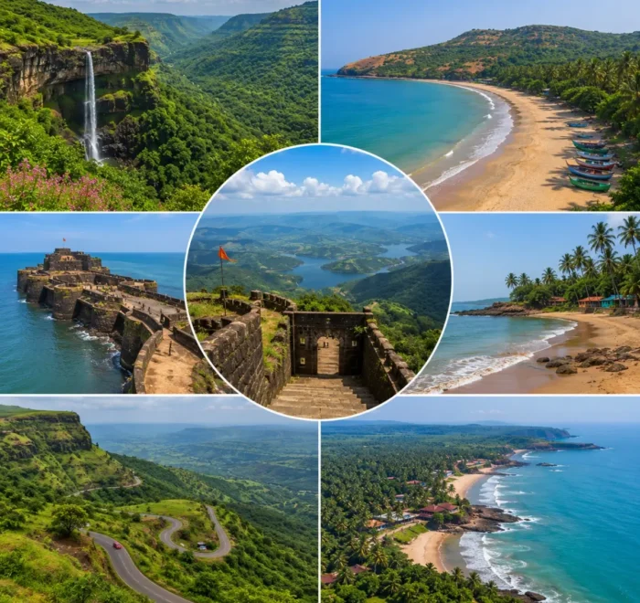 Maharashtra Hills Beaches Konkan Tour Package featuring Lonavala, Matheran, Alibaug, Ganpatipule, Tarkarli, Mahabaleshwar, Pune and the scenic Konkan coastline.