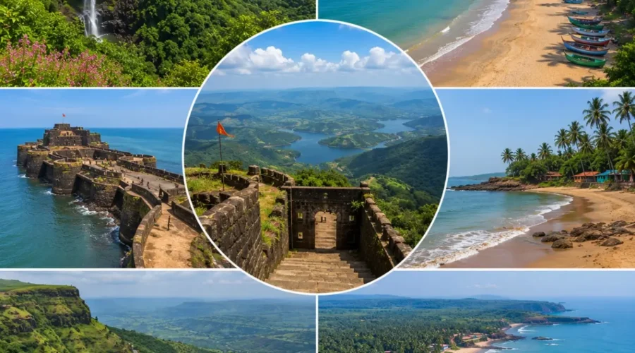 Maharashtra Hills Beaches Konkan Tour Package featuring Lonavala, Matheran, Alibaug, Ganpatipule, Tarkarli, Mahabaleshwar, Pune and the scenic Konkan coastline.