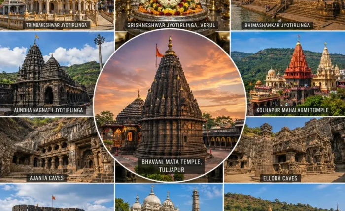 Maharashtra Pilgrimage Jyotirlinga Heritage Tour Package featuring Trimbakeshwar, Bhimashankar, Grishneshwar, Shirdi, Ashtavinayak Temples, Ajanta Ellora Caves and Raigad Fort.