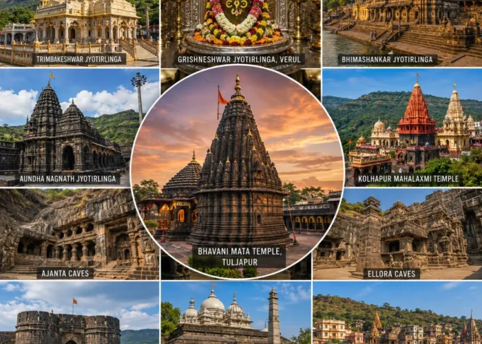 Maharashtra Pilgrimage Jyotirlinga Heritage Tour Package featuring Trimbakeshwar, Bhimashankar, Grishneshwar, Shirdi, Ashtavinayak Temples, Ajanta Ellora Caves and Raigad Fort.