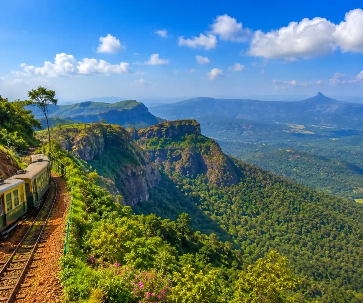 Matheran Tour Package featuring Panorama Point, Charlotte Lake, Echo Point, Matheran Toy Train and scenic Western Ghats landscapes.
