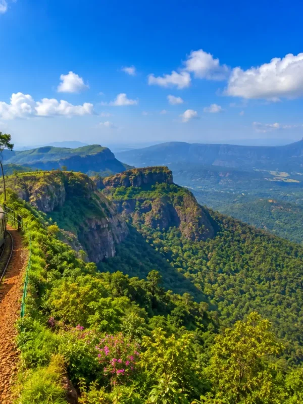 Matheran Tour Package featuring Panorama Point, Charlotte Lake, Echo Point, Matheran Toy Train and scenic Western Ghats landscapes.