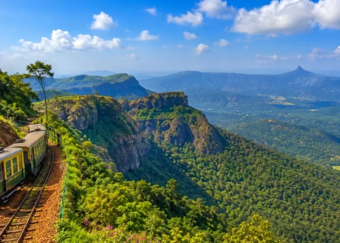 Matheran Tour Package featuring Panorama Point, Charlotte Lake, Echo Point, Matheran Toy Train and scenic Western Ghats landscapes.
