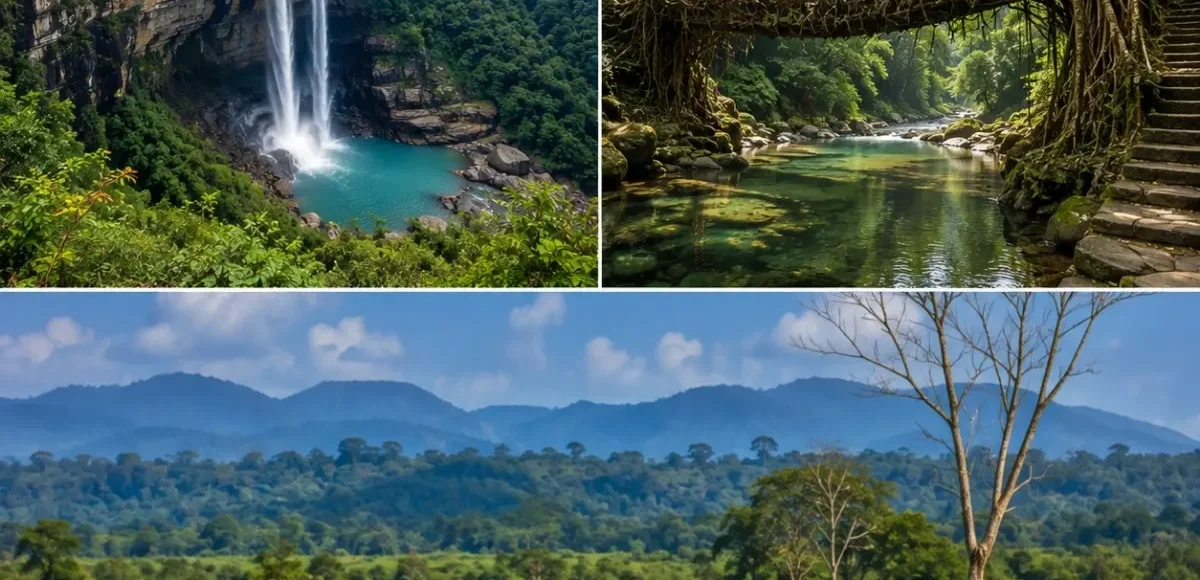 Meghalaya & Kaziranga Tour Package featuring Shillong, Cherrapunji, Dawki, Umngot River and Kaziranga National Park safari