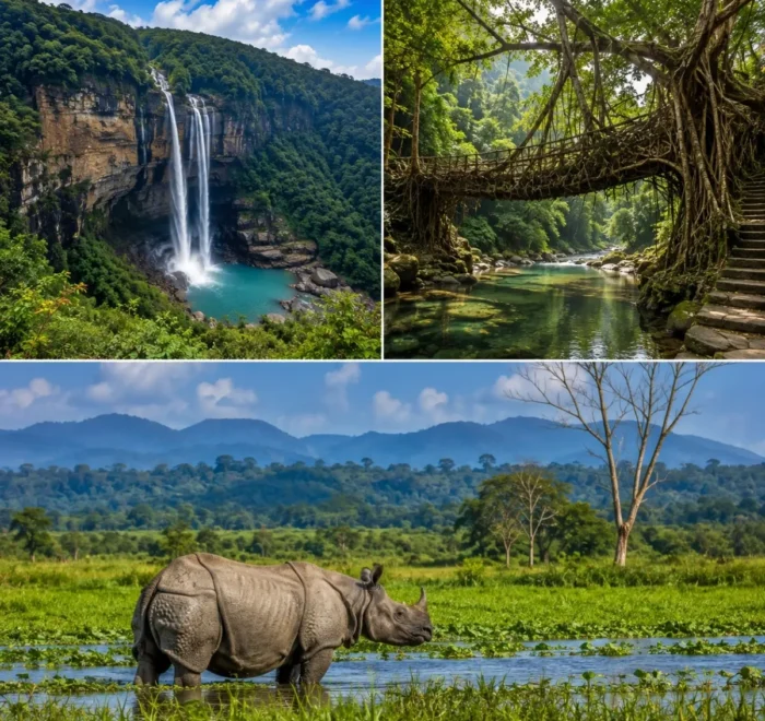 Meghalaya & Kaziranga Tour Package featuring Shillong, Cherrapunji, Dawki, Umngot River and Kaziranga National Park safari