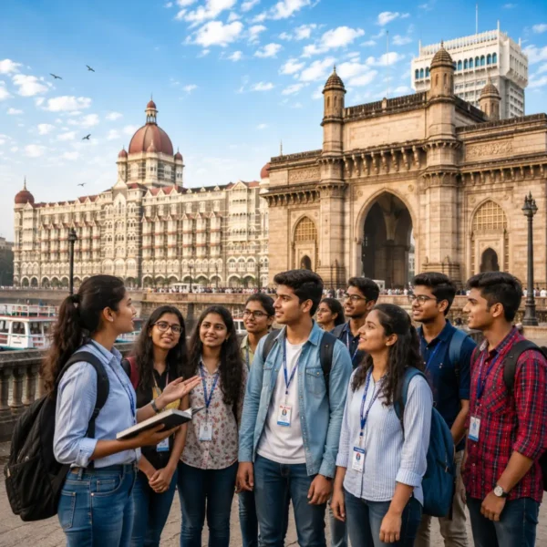 Mumbai Educational Tour Package featuring Gateway of India, Nehru Science Centre, Chhatrapati Shivaji Maharaj Vastu Sangrahalaya, Planetarium and educational attractions.
