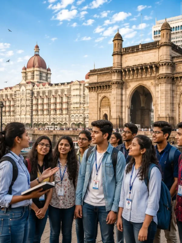 Mumbai Educational Tour Package featuring Gateway of India, Nehru Science Centre, Chhatrapati Shivaji Maharaj Vastu Sangrahalaya, Planetarium and educational attractions.