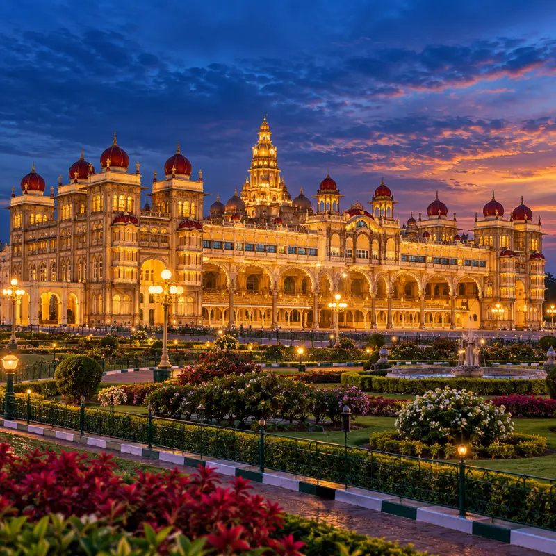 Mysore Coorg and Ooty tour featuring Mysore Palace, green coffee plantations and scenic Nilgiri hills