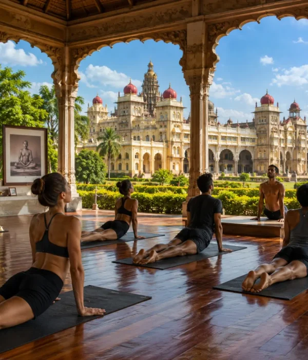 Mysuru Ashtanga Yoga Tour Package featuring traditional Ashtanga yoga, meditation, Ayurveda, Mysore Palace and Chamundi Hills.