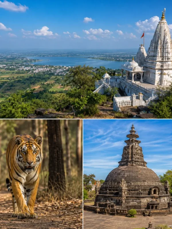 Nagpur Pench Ramtek Tour Package featuring Pench Tiger Reserve, Ramtek Temple, Deekshabhoomi, tiger safari and scenic forest landscapes.