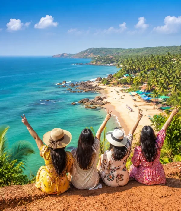 North South Goa Women Special Tour Package featuring Calangute Beach, Baga Beach, Dudhsagar Falls, churches, shopping and scenic coastal views.