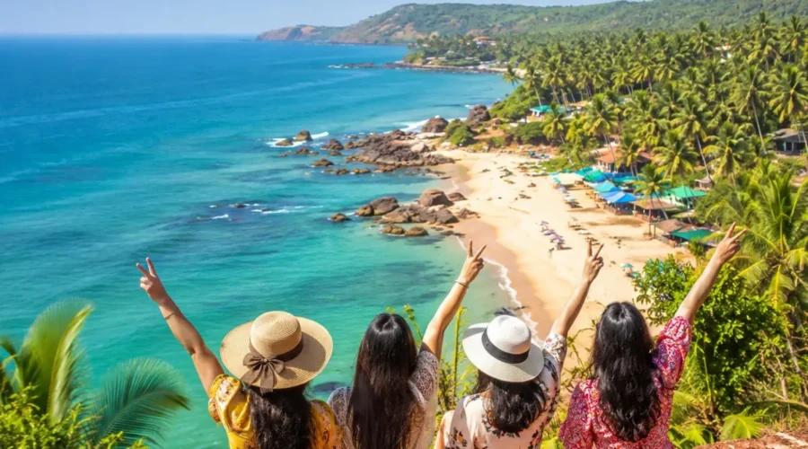 North South Goa Women Special Tour Package featuring Calangute Beach, Baga Beach, Dudhsagar Falls, churches, shopping and scenic coastal views.