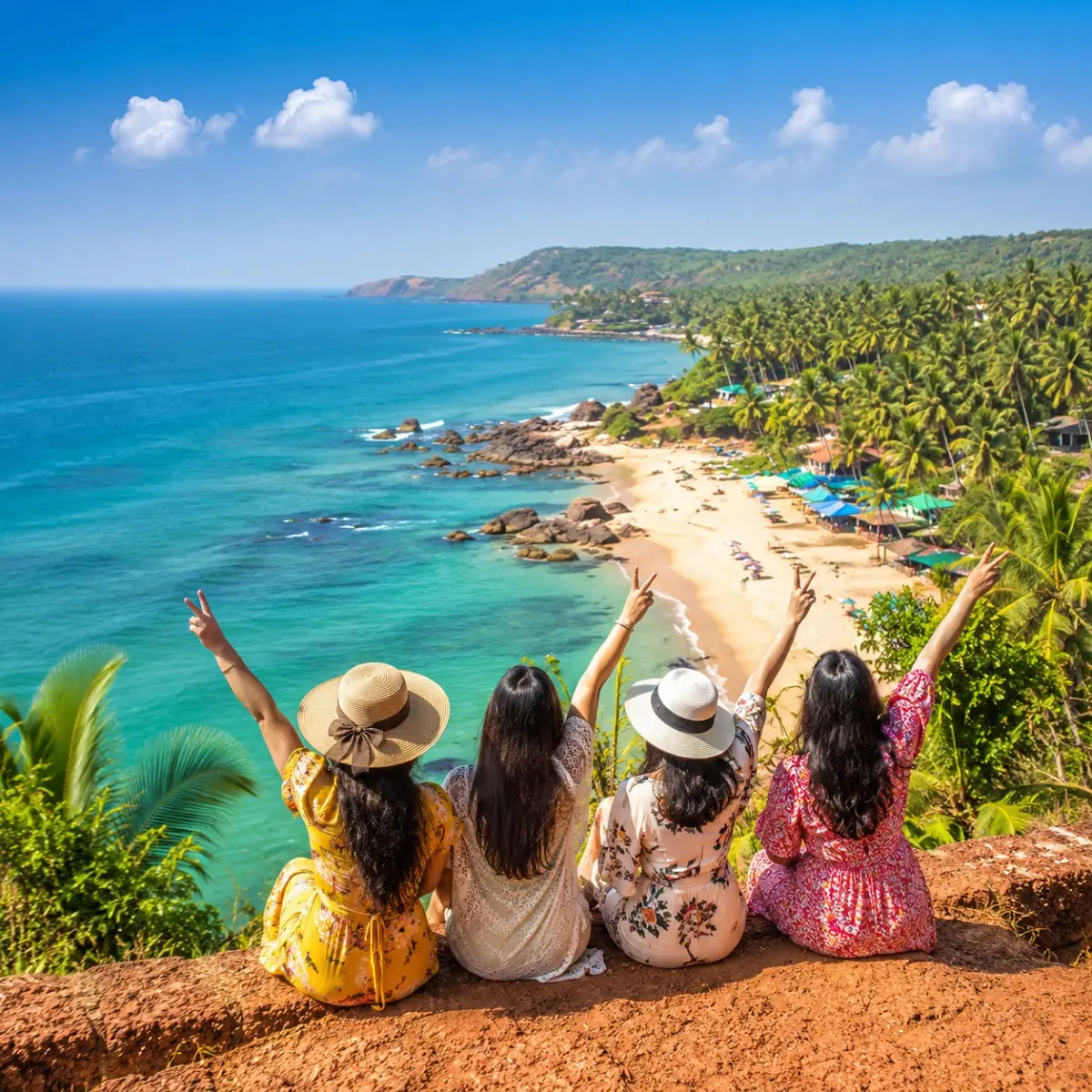 North South Goa Women Special Tour Package featuring Calangute Beach, Baga Beach, Dudhsagar Falls, churches, shopping and scenic coastal views.
