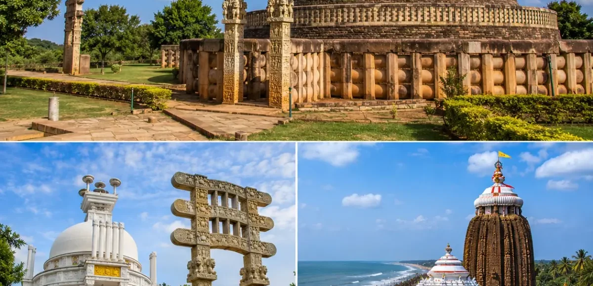 Odisha Buddhist Circuit Puri Tour Package featuring Ratnagiri Monastery, Lalitgiri, Udayagiri Buddhist Complex, Dhauli Shanti Stupa and Jagannath Temple Puri.