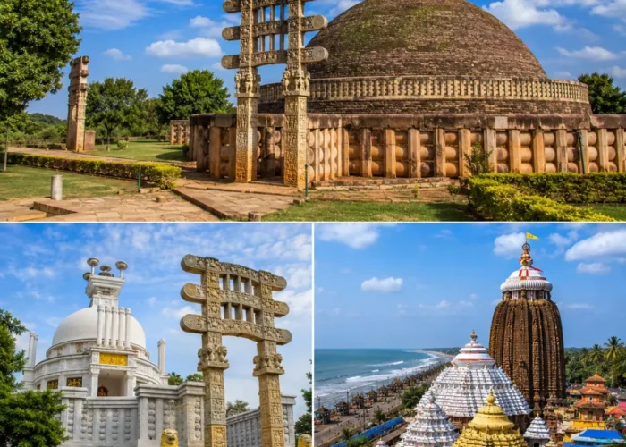 Odisha Buddhist Circuit Puri Tour Package featuring Ratnagiri Monastery, Lalitgiri, Udayagiri Buddhist Complex, Dhauli Shanti Stupa and Jagannath Temple Puri.