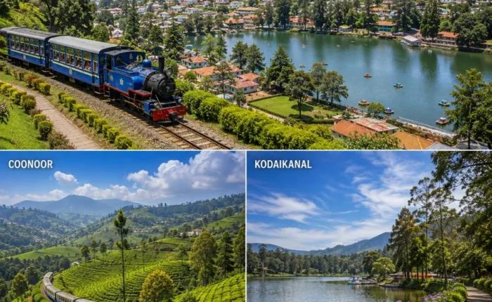 Ooty, Coonoor & Kodaikanal Tour Package featuring Ooty Lake, Nilgiri tea gardens, Coonoor viewpoints and Kodaikanal Lake